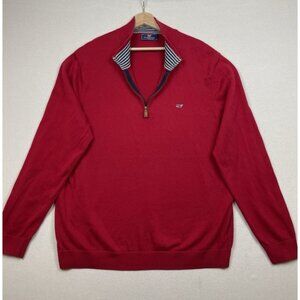 Vineyard Vines XL Men's Quarter Zip Long Sleeve Pullover Shirt Preppy Red Cotton